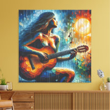 Jugando guitarra a la luz de la luna