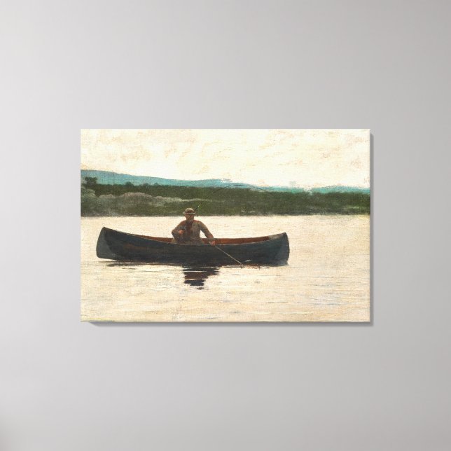 Lienzo Jugando un pez (1875) de Winslow Homer (Anverso)