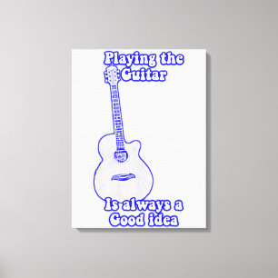Lienzo Jugar la guitarra es siempre una buena idea. azul