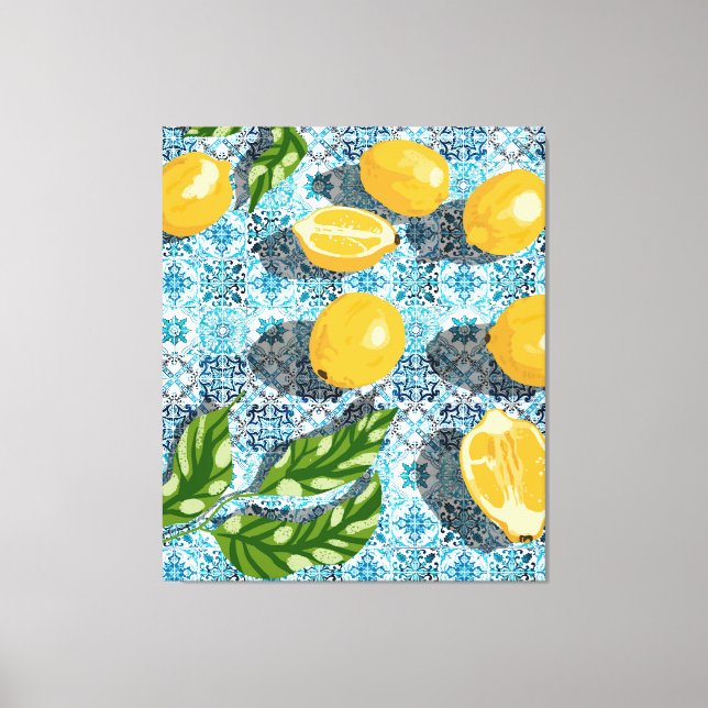 Lienzo Juicy Lemons sobre el marroquí azul (Anverso)