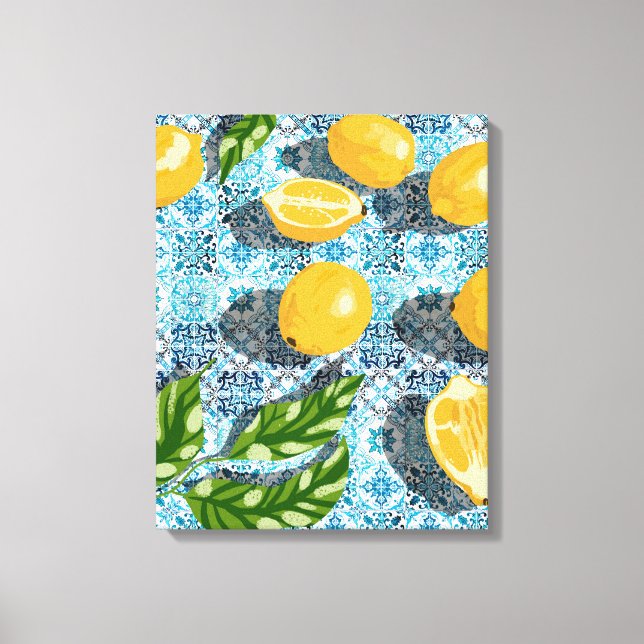 Lienzo Juicy Lemons sobre el marroquí azul (Anverso)