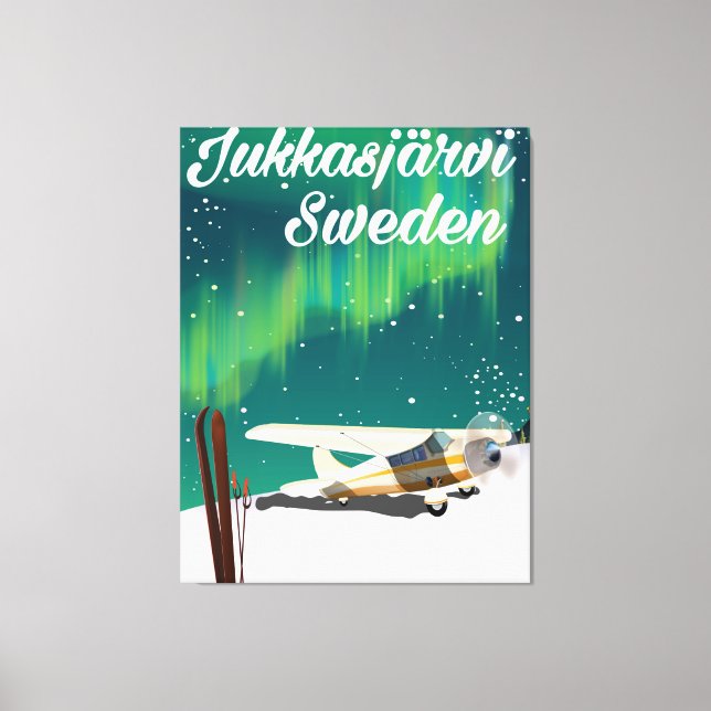 Lienzo Jukkasjärvi Suecia poster de vacaciones de las luc (Anverso)