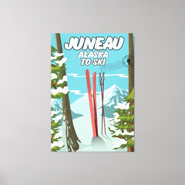 Lienzo Juneau Alaska Para Esquiar (Anverso)