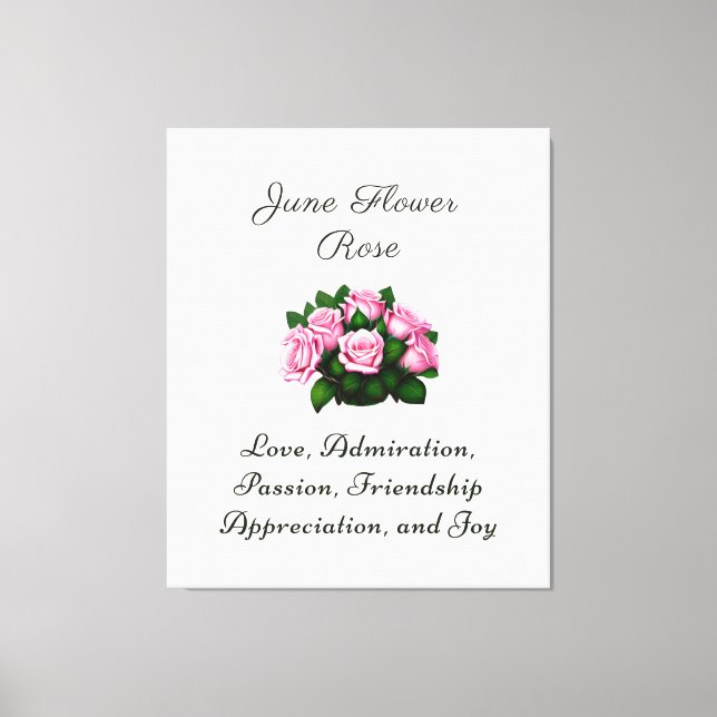 Lienzo Junio Mes de Nacimiento Flor Rosa Floral eterna (Anverso)