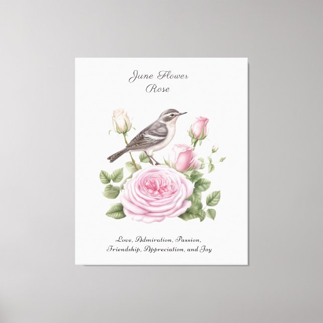 Lienzo Junio Mes de Nacimiento Rosa de Flores Elegante Cu (Anverso)