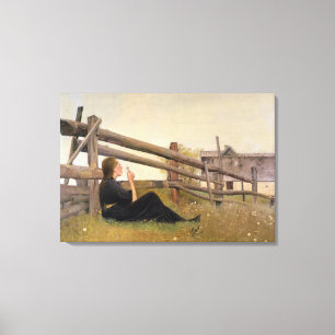 Lienzo Junio. Semillas del diente de león del chica que