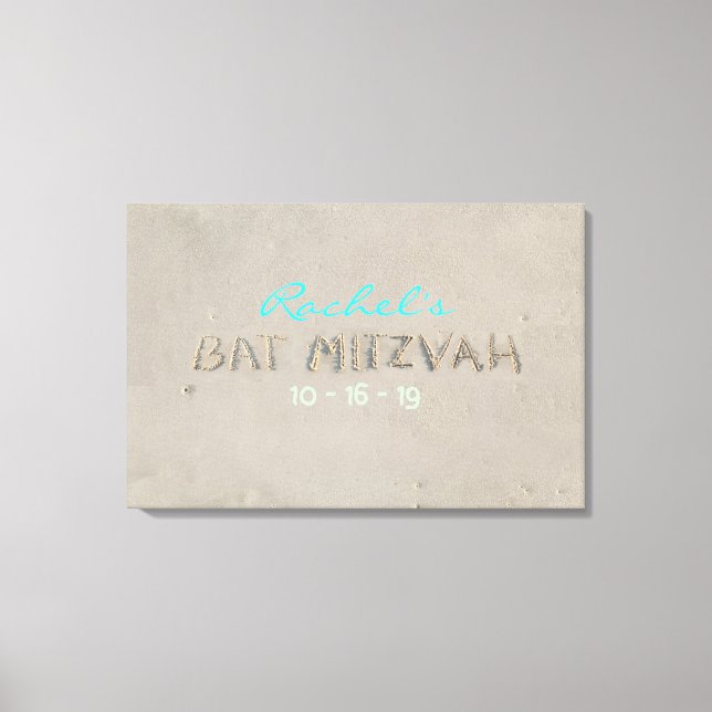 Lienzo Junta de Rótulo de memoria de SANDY BEACH Bat Mitz (Anverso)