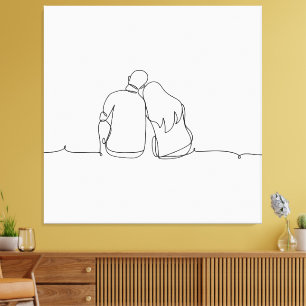 Lienzo Juntos: Pareja minimalista en una línea