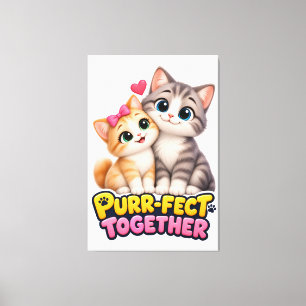 Lienzo Juntos Perfectos Pareja de Gatos Lindos Amor Gato 