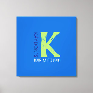 Lienzo K Monograma Barra inicial Bat Mitzvah Rótulo a bor