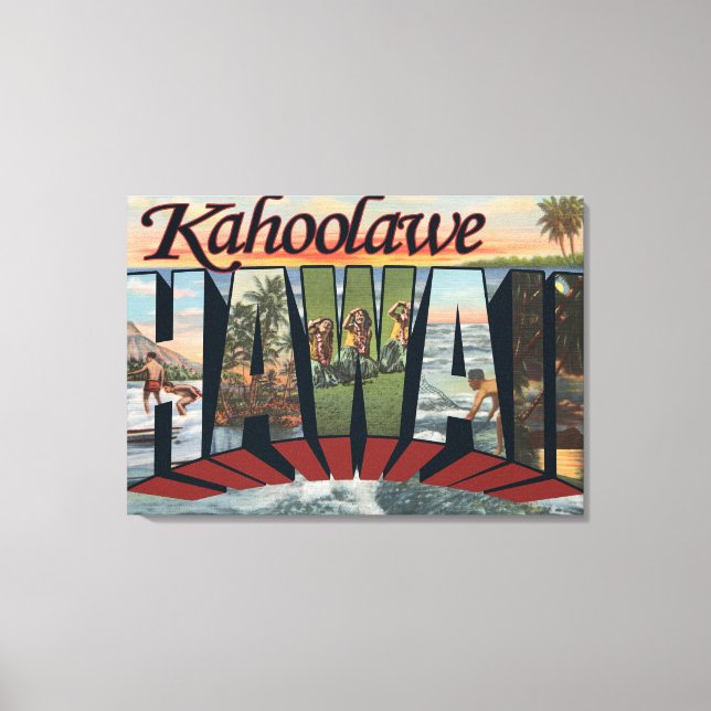 Lienzo Kahoolawe, Hawaii - Escenas de letras grandes (Anverso)