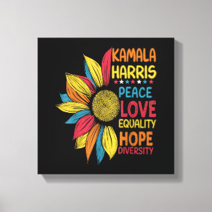 Lienzo Kamala Harris Peace Love Equality Hope Diversity