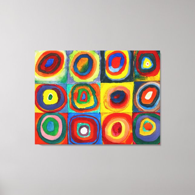 Lienzo KANDINSKY - Cuadrados con círculos concéntricos (1 (Anverso)