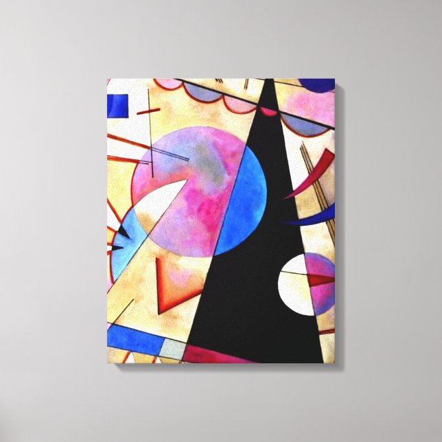 Lienzo Kandinsky - Cubismo abstracto con rosas y azules (Anverso)
