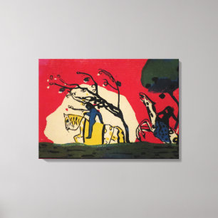 Lienzo Kandinsky - Dos jinetes en un fondo rojo