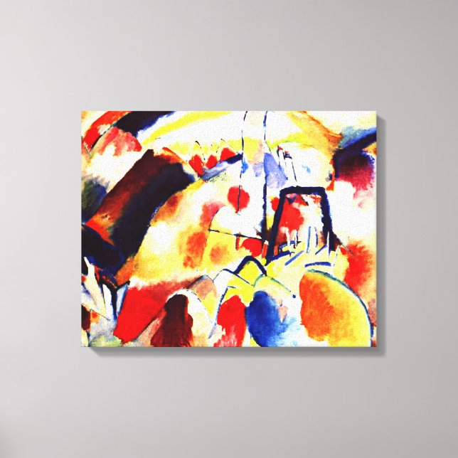 Lienzo Kandinsky - Paisaje con puntos rojos (Anverso)