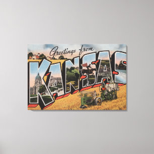 Lienzo Kansas (escena del depositante del tractor y del