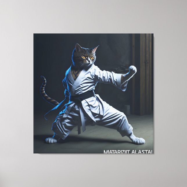 Lienzo karate fighter cat #2 (Anverso)
