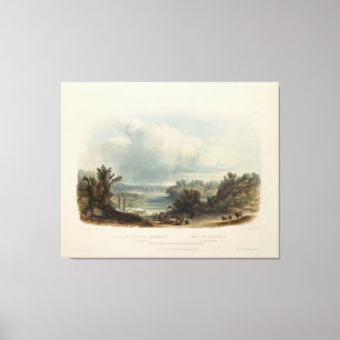 Lienzo Karl Bodmer: La vista de Delaware cerca de Bordent