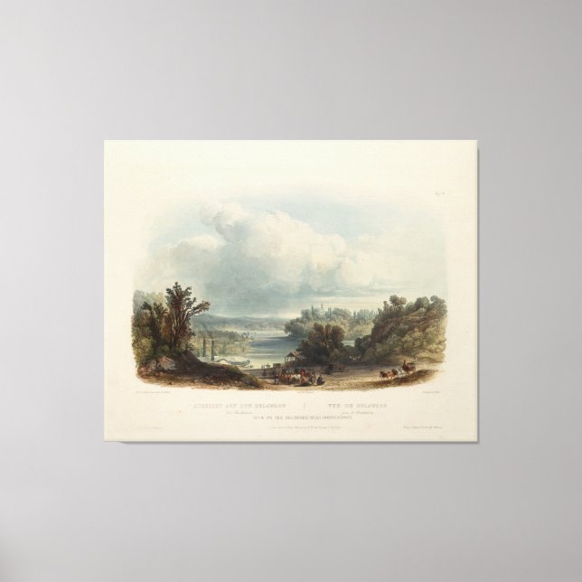 Lienzo Karl Bodmer: La vista de Delaware cerca de Bordent (Anverso)