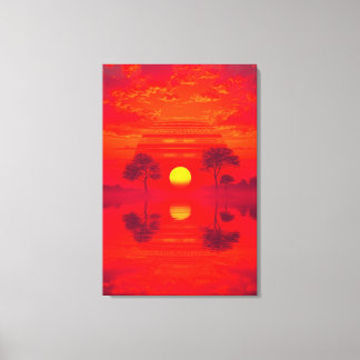Lienzo Karmesinrote Spiegelung - Sonnenuntergang über See