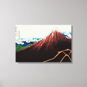 Lienzo Katsushika Hokusai - Relámpagos debajo de la cima