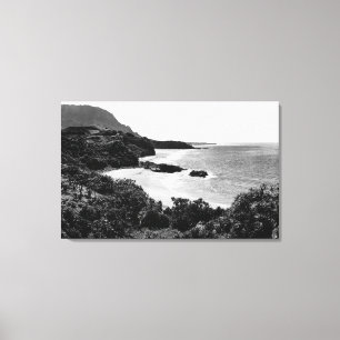 Lienzo Kauai, Hawaii - Vista de la bahía y playa de Lumah