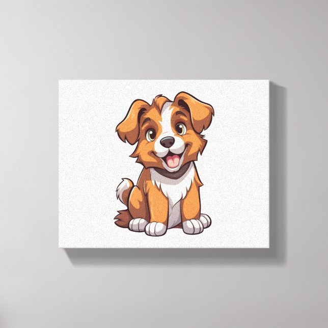 Lienzo Kawaii Australian Shepherd Puppy (Anverso)