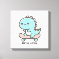 Kawaii Dino en Skateboard Texto personalizado