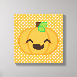Lienzo Kawaii Jack O Lantern Calabaza envuelta
