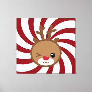 Lienzo Kawaii Reindeer Canvas Wall Art
