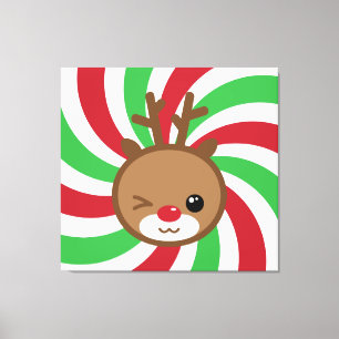 Lienzo Kawaii Reindeer Canvas Wall Art