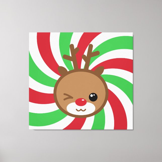 Lienzo Kawaii Reindeer Canvas Wall Art (Anverso)