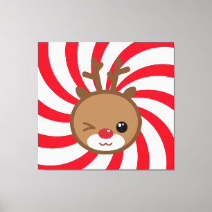 Lienzo Kawaii Reindeer Canvas Wall Art