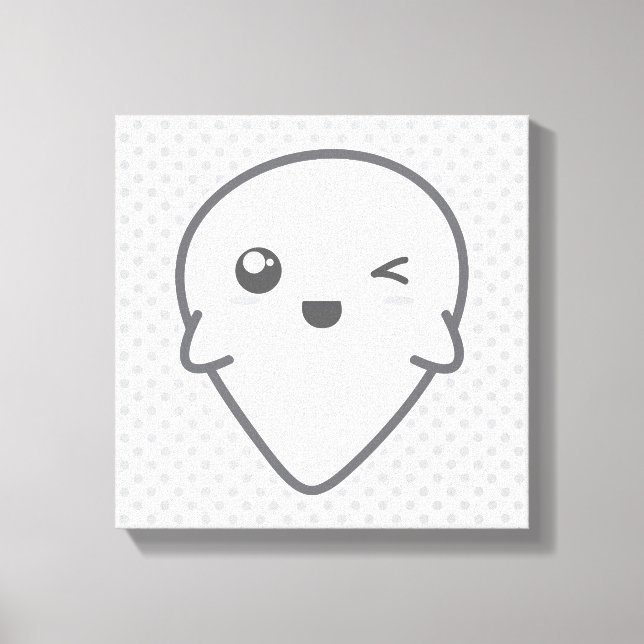 Lienzo Kawaii Winking Ghost Wrapped Canvas (Anverso)