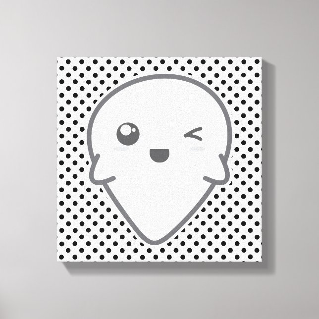 Lienzo Kawaii Winking Ghost Wrapped Canvas (Anverso)