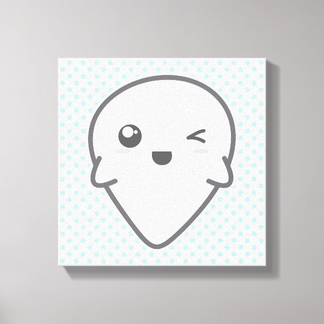 Lienzo Kawaii Winking Ghost Wrapped Canvas (Anverso)