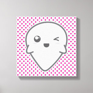 Lienzo Kawaii Winking Ghost Wrapped Canvas