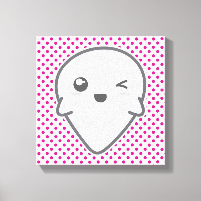 Lienzo Kawaii Winking Ghost Wrapped Canvas (Anverso)