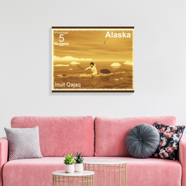 Lienzo Kayak Inuit - Spia - Postage de Alaska (Insitu (Sala de estar))