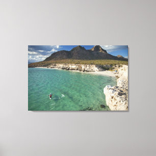 Lienzo Kayaker en el Golfo de California en Isla