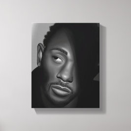 Lienzo Kendrick Lamar | Pintura de retrato en blanco y ne