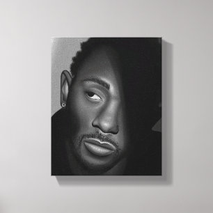 Lienzo Kendrick Lamar   Pintura de retrato en negro y bla