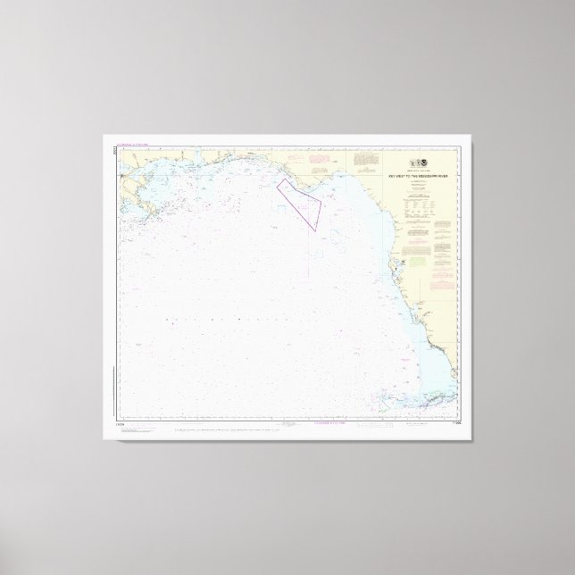 Lienzo Key West to the Mississippi River Nautical Chart (Anverso)