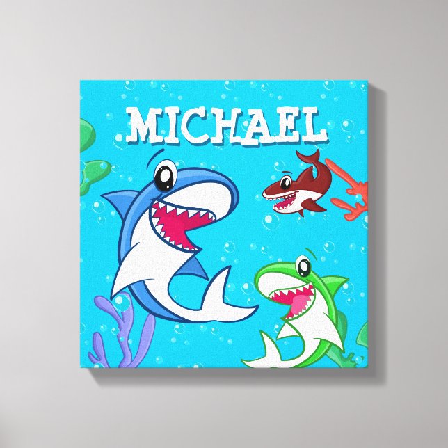 Lienzo Kids Sharm Personalizado subacuático Blue Sea Life (Anverso)