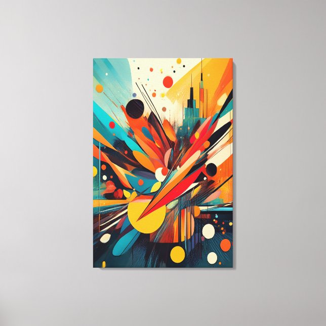 Lienzo Kinetic Bloom: Explosive Modern Geometric Abstract (Anverso)