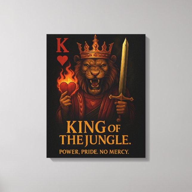 Lienzo King of the Jungle Art – Powerful Lion and Fire (Anverso)