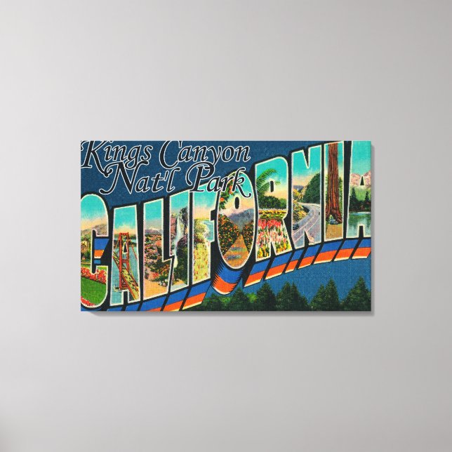 Lienzo Kings Canyon Nat'l Park, CA - Escena de letras gra (Anverso)