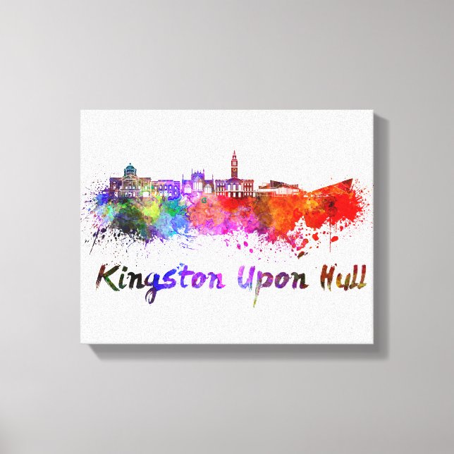 Lienzo Kingston Upon Hull skyline in watercolor (Anverso)