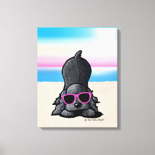 Lienzo KiniArt Black Cocker Spaniel Dog Beach